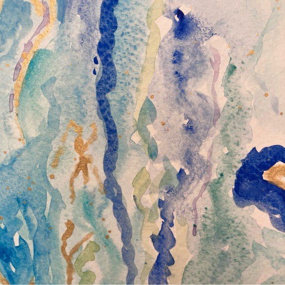 Abstract Waterfall Original Art Watercolor Landscape Painting - Picture 11 of 16